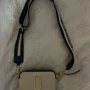 Marc Jacobs Beige Crossbody Bag with Black Strap